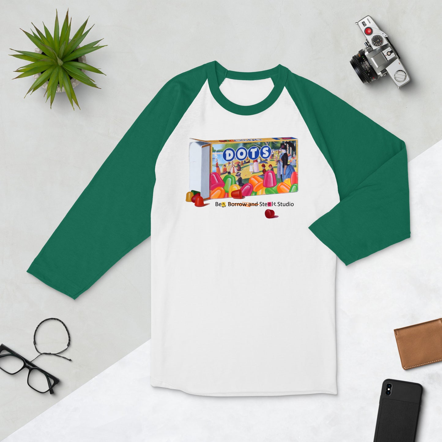 Seurat Dots 3/4 Sleeve Raglan T-shirt